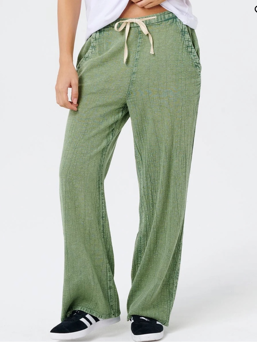 Rip Curl Wide Leg Pants Classic Surf in Sage Drawstring Beach Resor size extra S